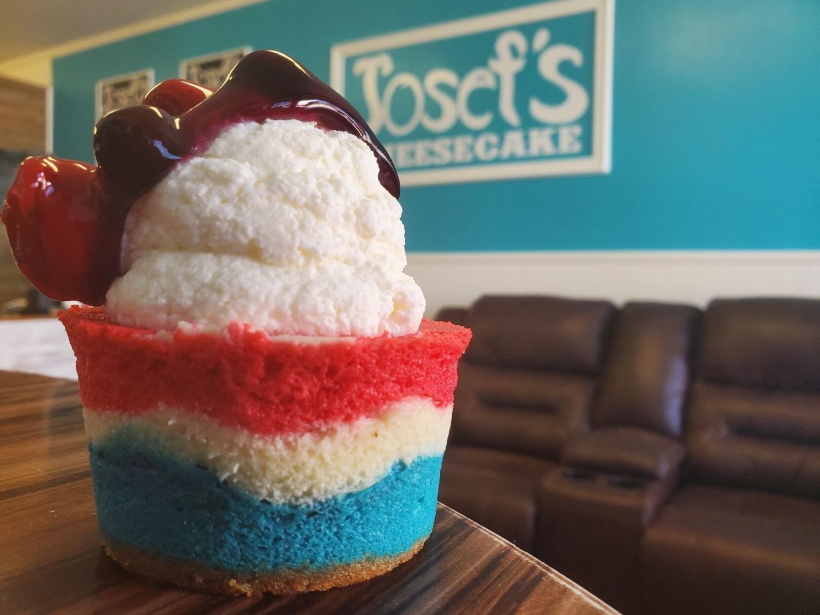 Red, white and blue cheesecake